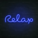 Relax Neon Sign in Santorini Blue