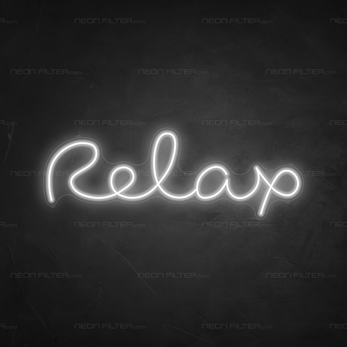 Relax Neon Sign in Snow White