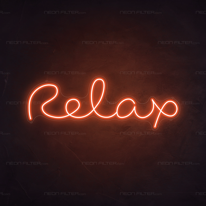 Relax Neon Sign in Sunset Orange