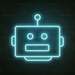 Robot Head Neon Sign in Glacier blue