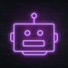 Robot Head Neon Sign in Hopeless Romantic Purple