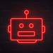 Robot Head Neon Sign in Hot Mama Red