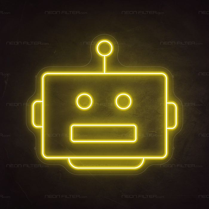 Robot Head Neon Sign in Paradise Yellow