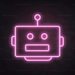 Robot Head Neon Sign in Pastel Pink