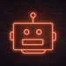 Robot Head Neon Sign in Sunset Orange