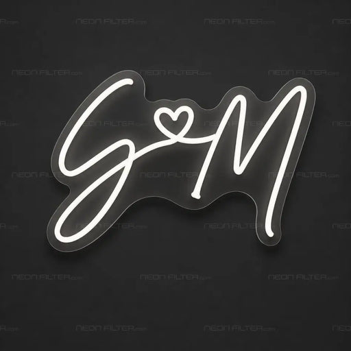 S Heart M Wedding Monogram Neon Sign for Wedding Decor - Neon Filter