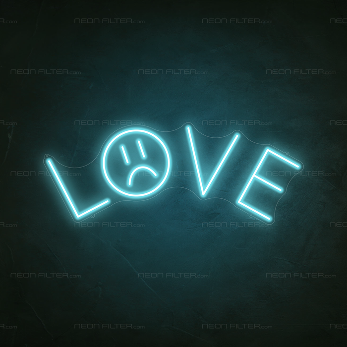 Sad Love Neon Sign in Glacier blue