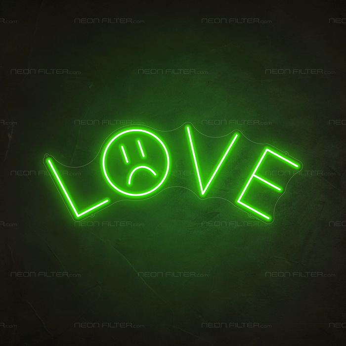 Sad Love Neon Sign in Glow Up Green