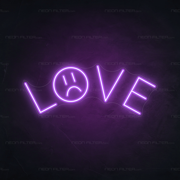 Sad Love Neon Sign in Hopeless Romantic Purple