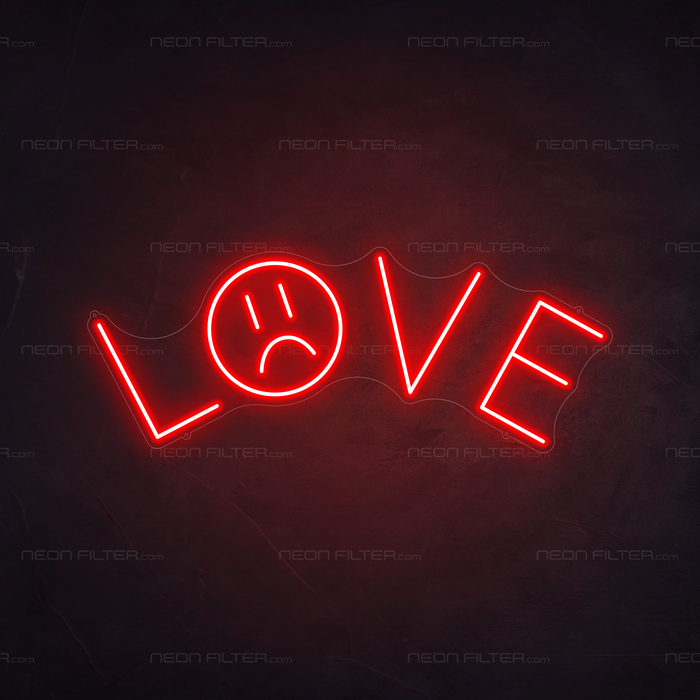 Sad Love Neon Sign in Hot Mama Red