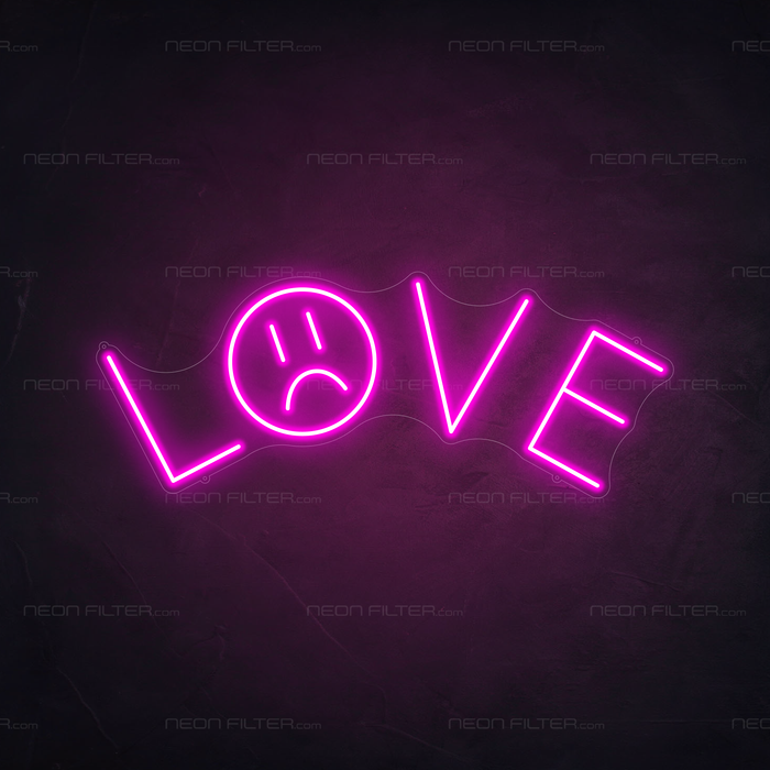 Sad Love Neon Sign in Love Potion Pink