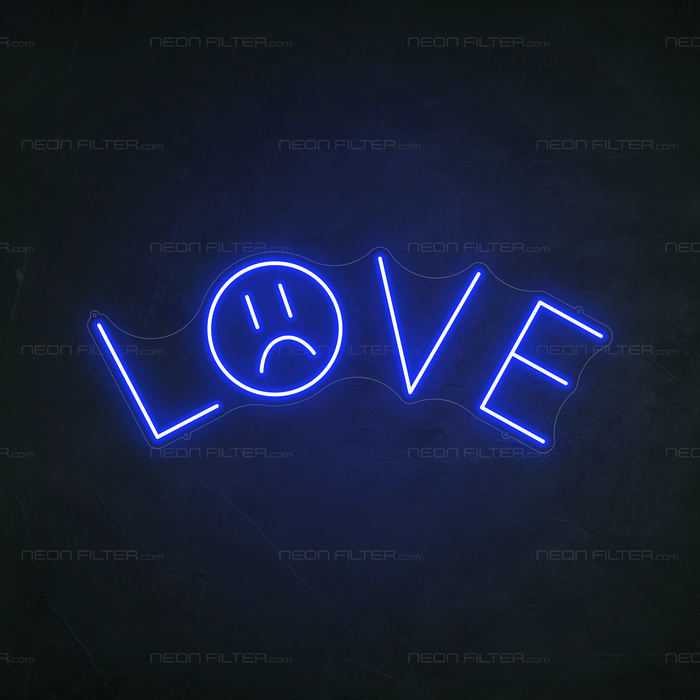 Sad Love Neon Sign in Santorini Blue