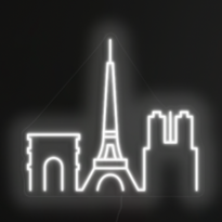 Paris Skyline Neon Sign in snow white