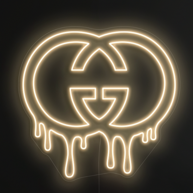 Dripping Gucci LED Sign in Cosy Warm White
