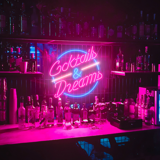 Cocktails and dreams neon sign 80's