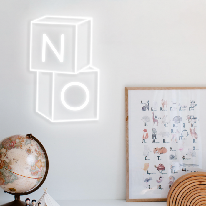 Stock Building Block with N & O Initial Neon Sign