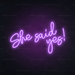 She Said Yes! Neon Sign in Hopeless Romantic Purple