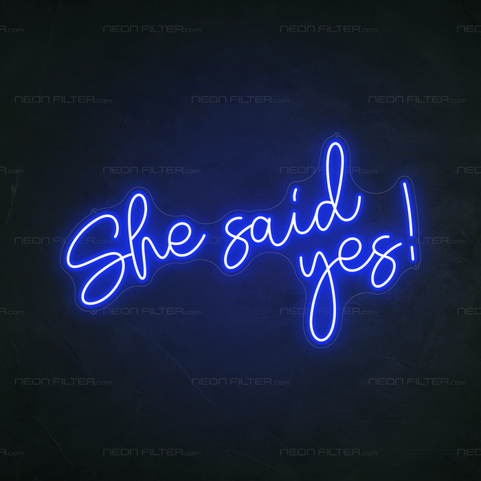 She Said Yes! Neon Sign in Santorini Blue