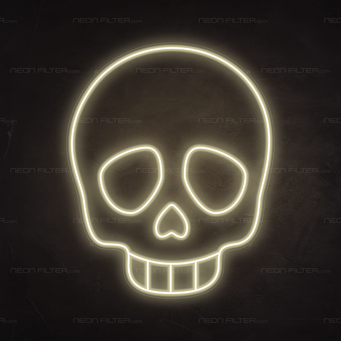 Skull Emoji Neon Sign in Cosy Warm White