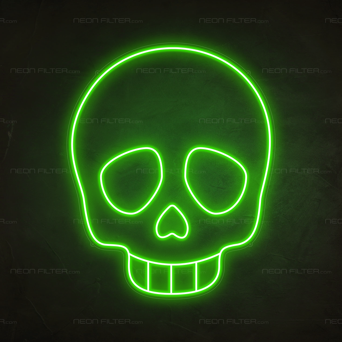 Skull Emoji Neon Sign in Glow Up Green