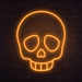 Skull Emoji Neon Sign in Hey Pumpkin Orange