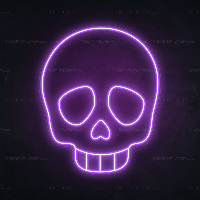 Skull Emoji Neon Sign in Hopeless Romantic Purple