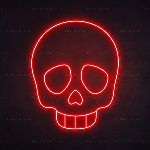 Skull Emoji Neon Sign in Hot Mama Red