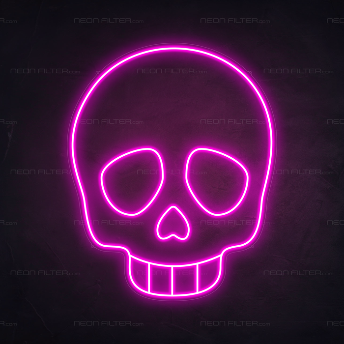 Skull Emoji Neon Sign in Love Potion Pink