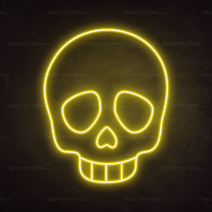 Skull Emoji Neon Sign in Paradise Yellow