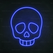 Skull Emoji Neon Sign in Santorini Blue