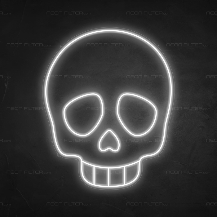 Skull Emoji Neon Sign in Snow White