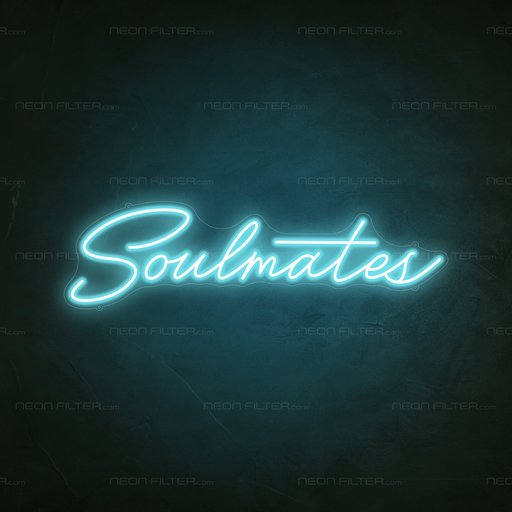 Soulmates Neon Sign in Glacier blue