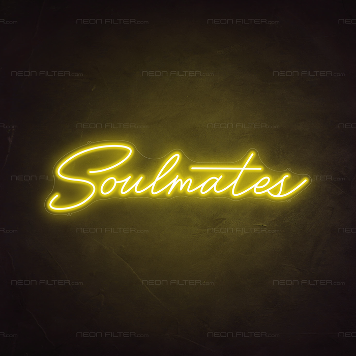 Soulmates Neon Sign in Paradise Yellow