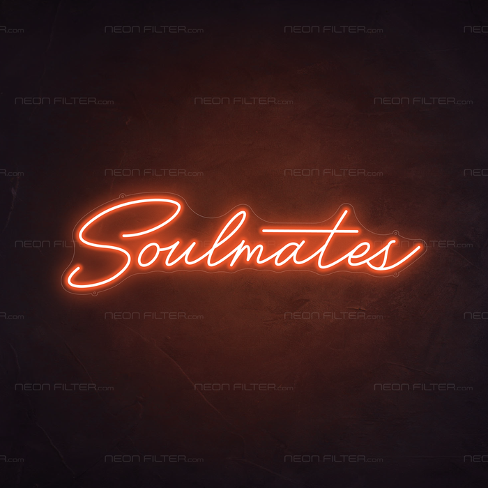 Soulmates Neon Sign in Sunset Orange