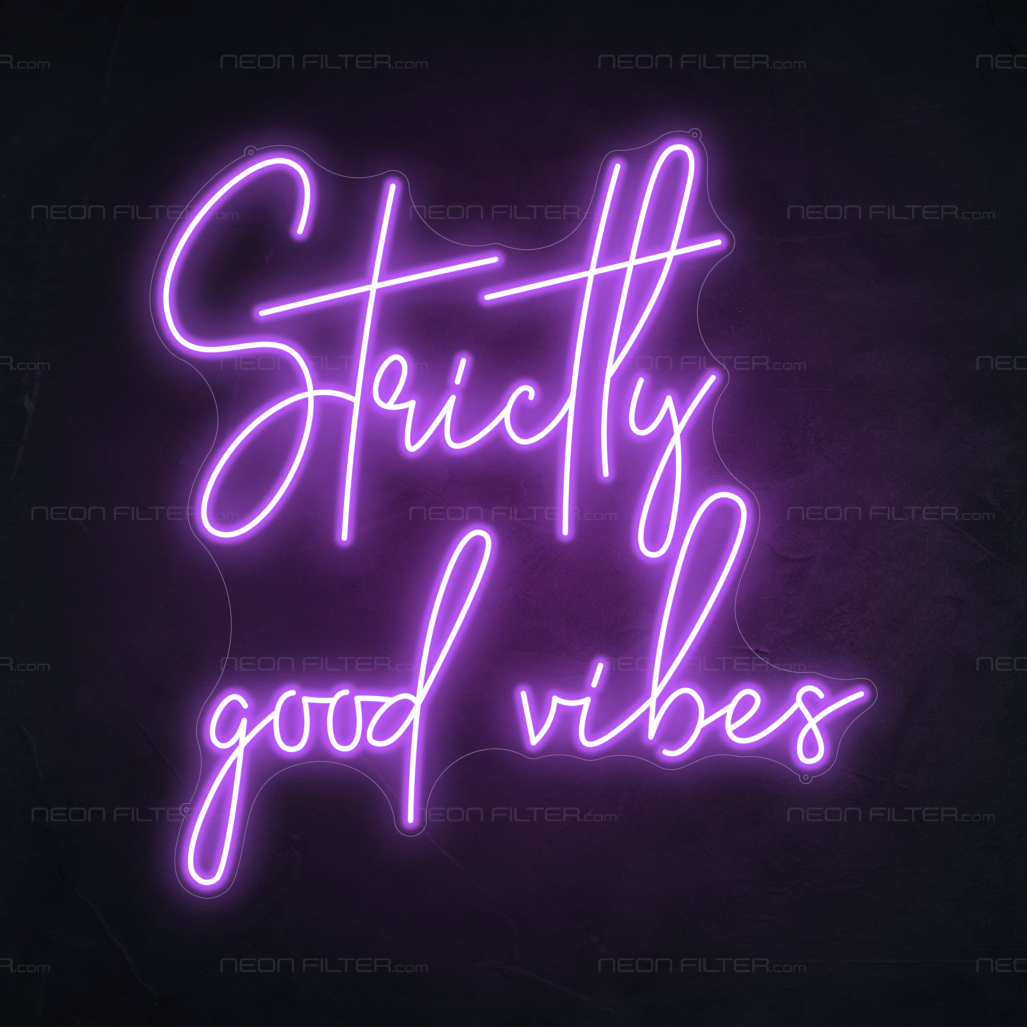 Strictly Good Vibes Neon Sign in Hopeless Romantic Purple