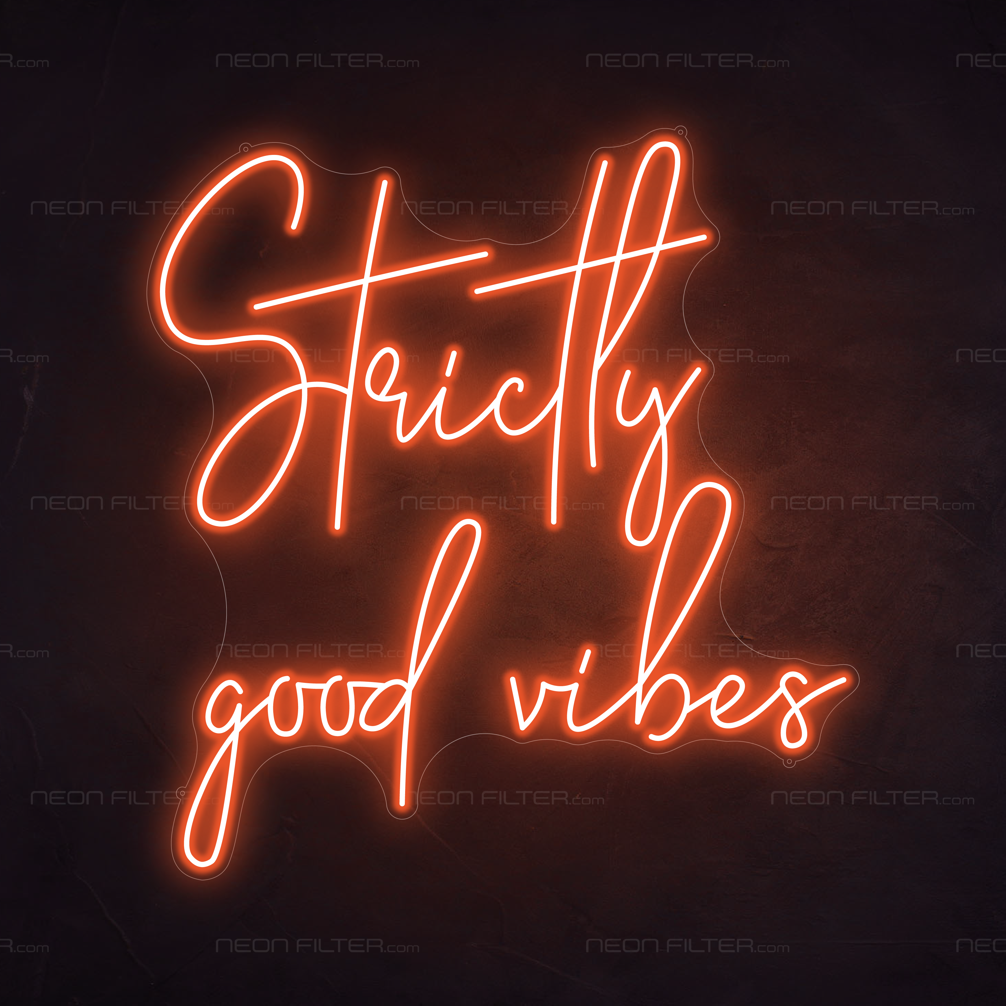 Strictly Good Vibes Neon Sign in Sunset Orange