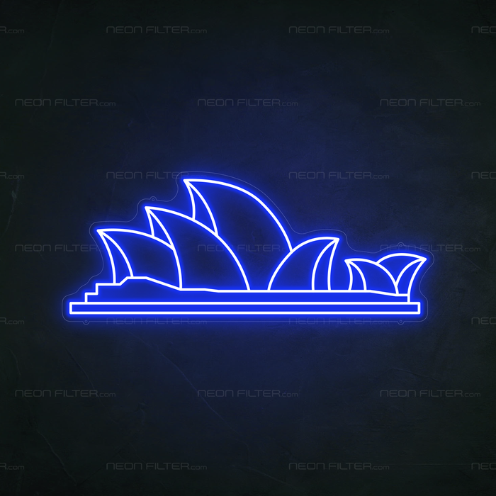 Sydney Opera House Neon Sign in Santorini Blue