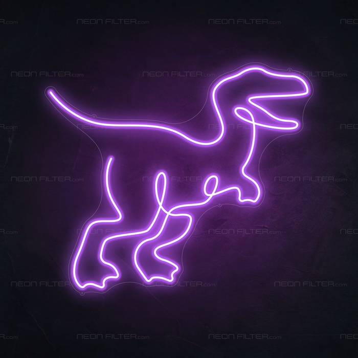 T-Rex Dinosaur Neon Sign in Hopeless Romantic Purple