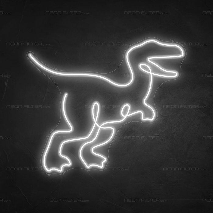 T-Rex Dinosaur Neon Sign in Snow White