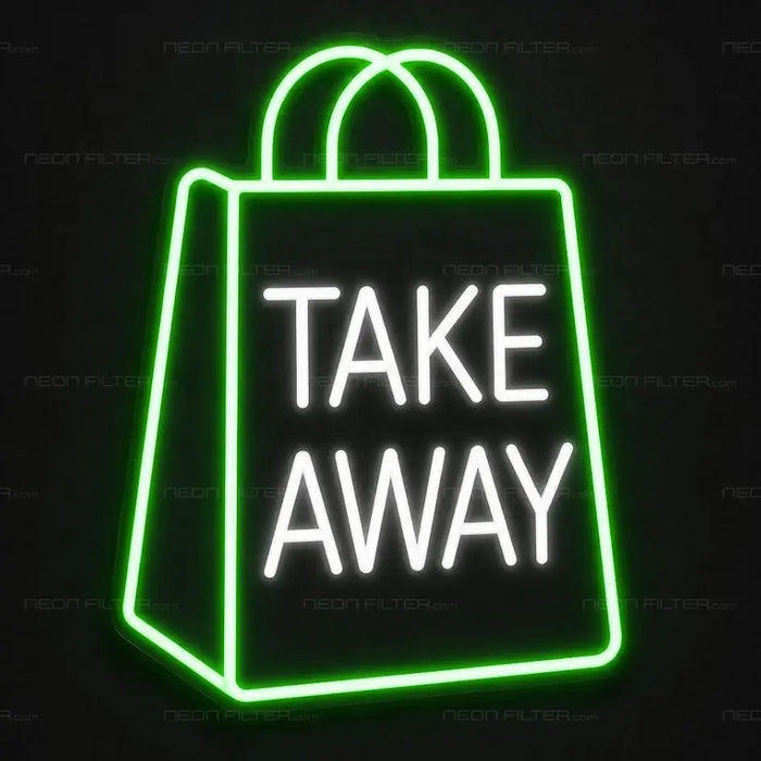 Take Away Bag Neon Sign for FoodandDrinks Decor - Neon Filter