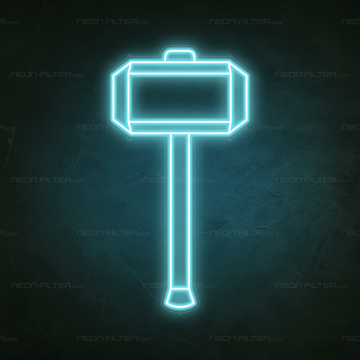 Thor's Hammer Neon Sign in Glacier blue