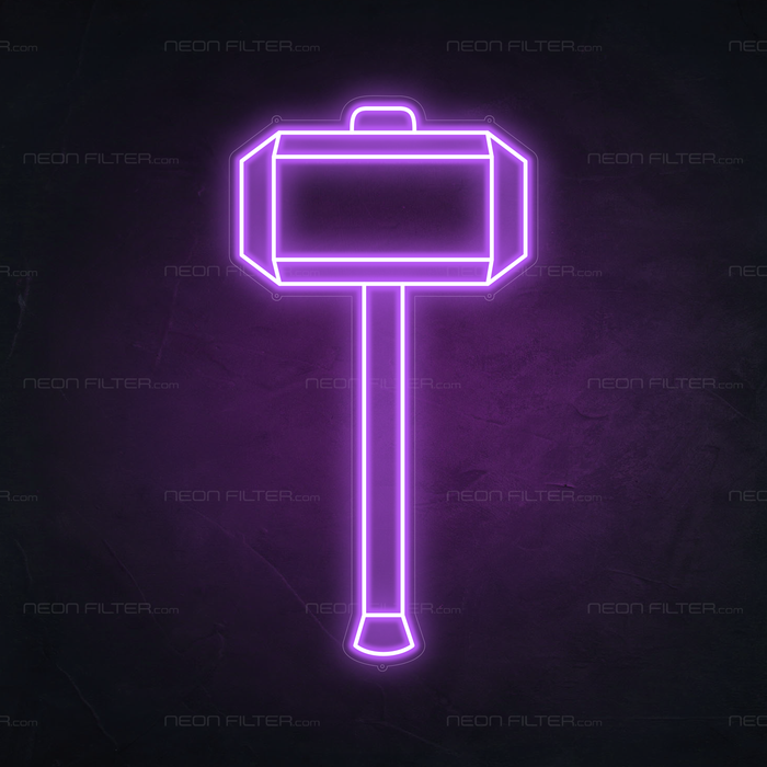 Thor's Hammer Neon Sign in Hopeless Romantic Purple