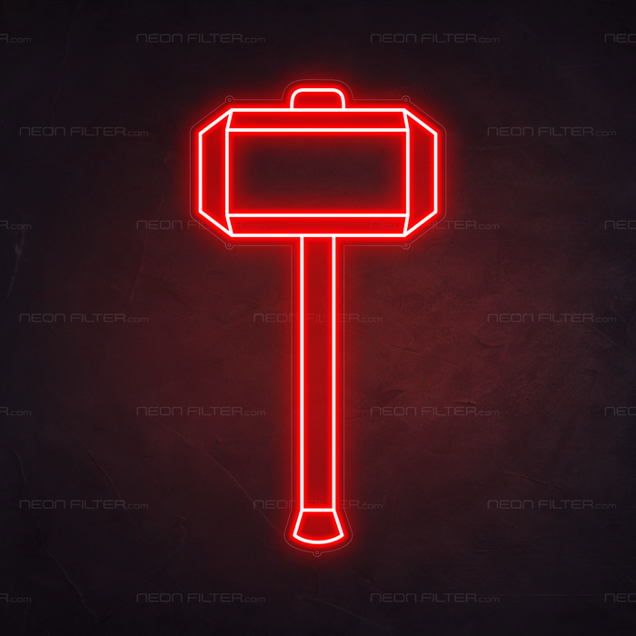 Thor's Hammer Neon Sign in Hot Mama Red