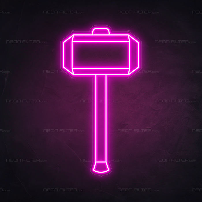 Thor's Hammer Neon Sign in Love Potion Pink