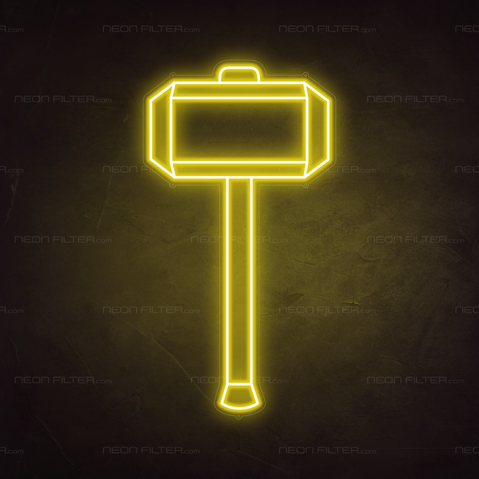 Thor's Hammer Neon Sign in Paradise Yellow