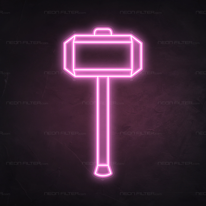 Thor's Hammer Neon Sign in Pastel Pink