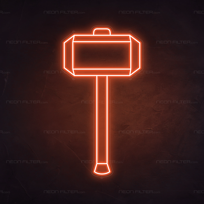 Thor's Hammer Neon Sign in Sunset Orange