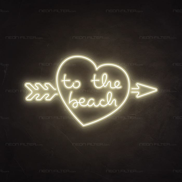 To The Beach Neon Sign in Cosy Warm White