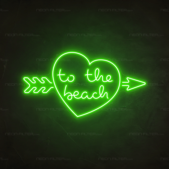 To The Beach Neon Sign in Glow Up Green