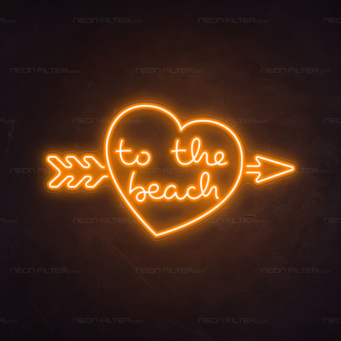 To The Beach Neon Sign in Hey Pumpkin Orange